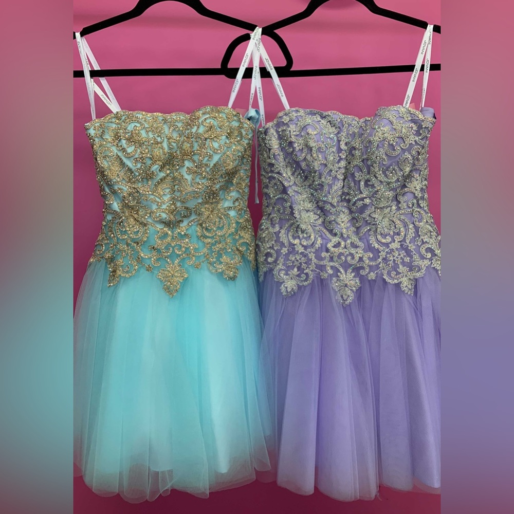 Jovani style JVN63635 light blue/gold NWT brand new never worn never altered - Picture 2 of 2